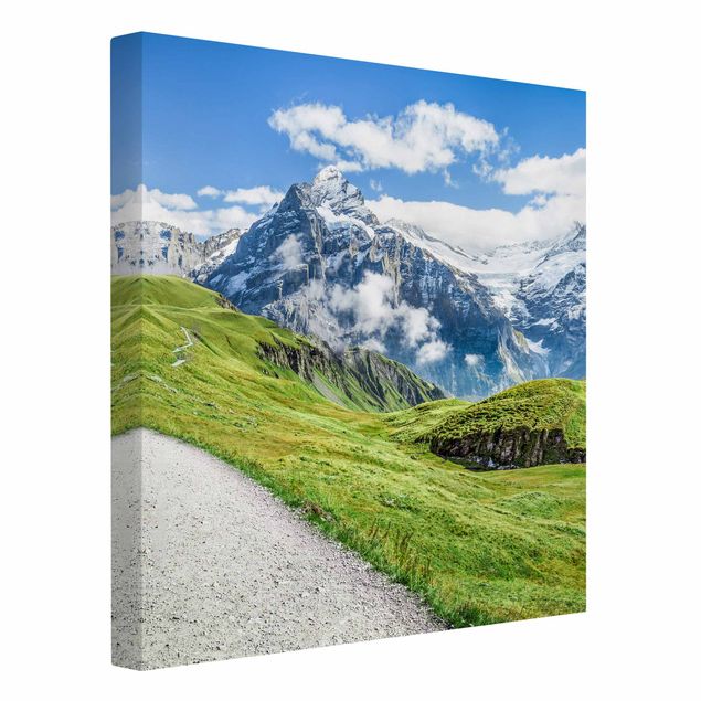 Leinwandbild - Grindelwald Panorama - Quadrat 1:1