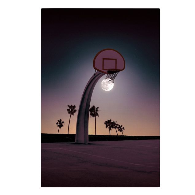 Leinwandbild - Jonas Loose - Basketball mit Mond - Hochformat 3:2