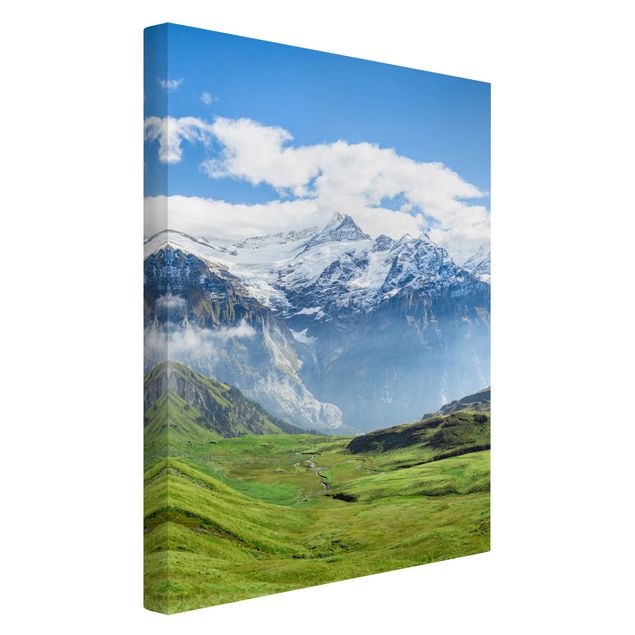Leinwandbild - Schweizer Alpenpanorama - Hochformat 2:3