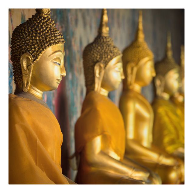 Leinwandbild - Goldene Buddha Statuen - Quadrat 1:1