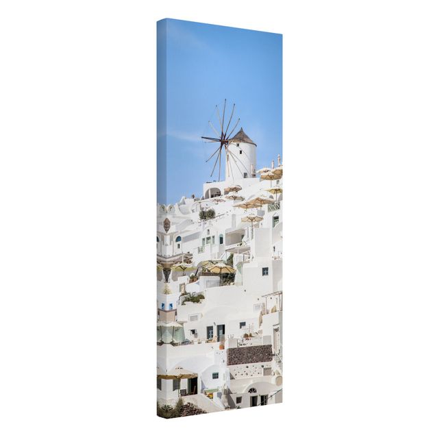 Leinwandbild - Weißes Griechenland - Panorama Hochformat 1:3
