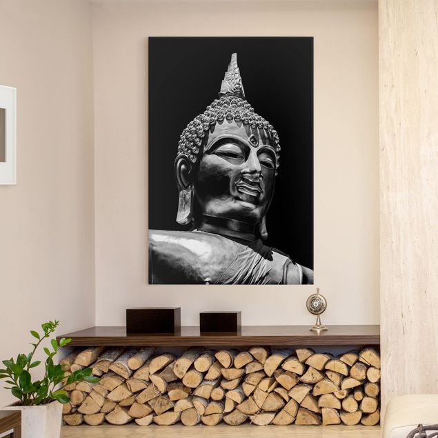 Leinwandbild - Buddha Statue Gesicht - Hochformat 3:2
