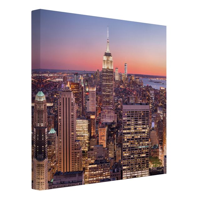 Leinwandbild - Sonnenuntergang Manhattan New York City - Quadrat 1:1