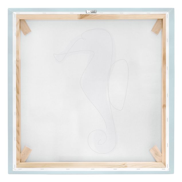Leinwandbild - Seepferdchen Line Art - Quadrat 1:1