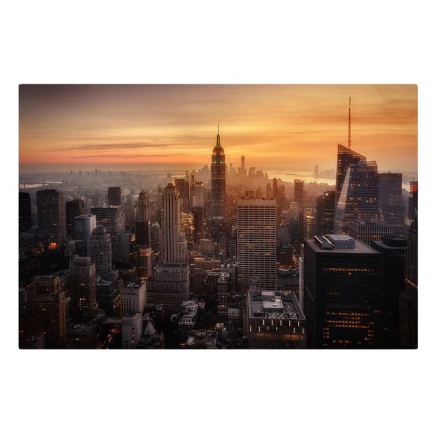 Leinwandbild - Manhattan Skyline Abendstimmung - Querformat 2:3