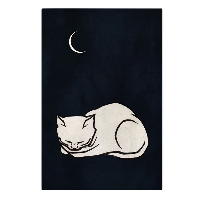 Leinwandbild - Schlafende Katze Illustration - Hochformat 3:2
