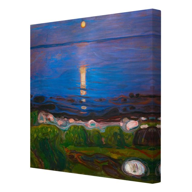 Leinwandbild - Edvard Munch - Sommernacht am Meeresstrand - Quadrat 1:1