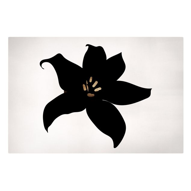 Leinwandbild - Grafische Pflanzenwelt - Orchidee Schwarz und Gold - Querformat 2:3