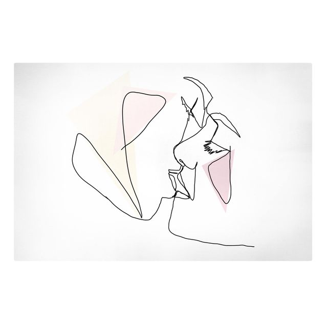 Leinwandbild - Kuss Gesichter Line Art - Querformat 2:3