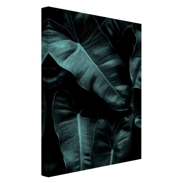 Leinwandbild - Dschungel Blätter Dunkelgrün - Hochformat 3:2
