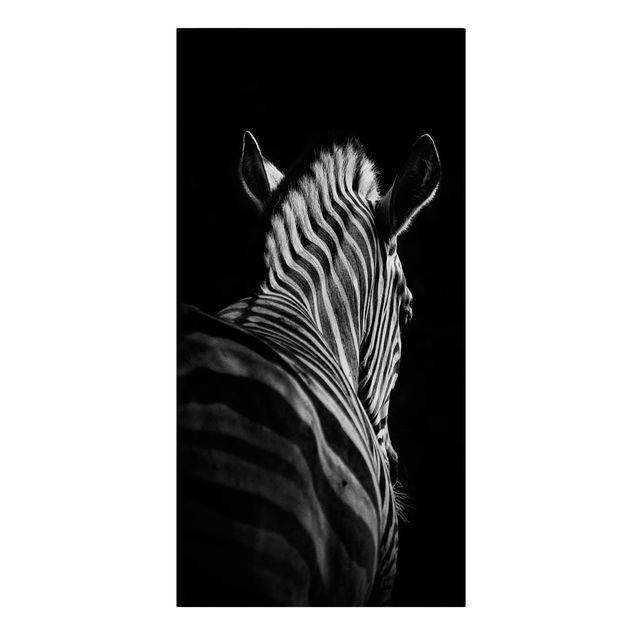 Leinwandbild - Dunkle Zebra Silhouette - Hochformat 2:1