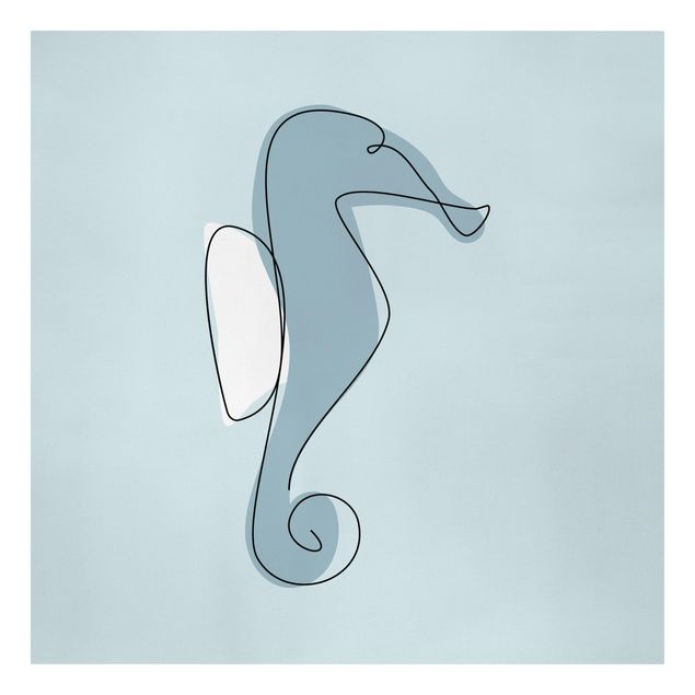 Leinwandbild - Seepferdchen Line Art - Quadrat 1:1