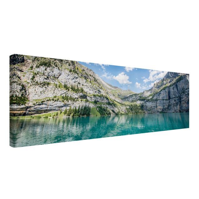 Leinwandbild - Traumhafter Bergsee - Panorama 3:1