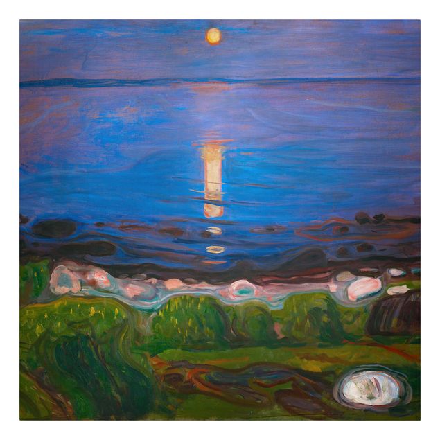 Leinwandbild - Edvard Munch - Sommernacht am Meeresstrand - Quadrat 1:1