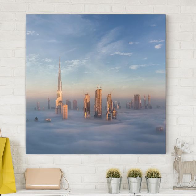 Leinwandbild - Dubai über den Wolken - Quadrat 1:1
