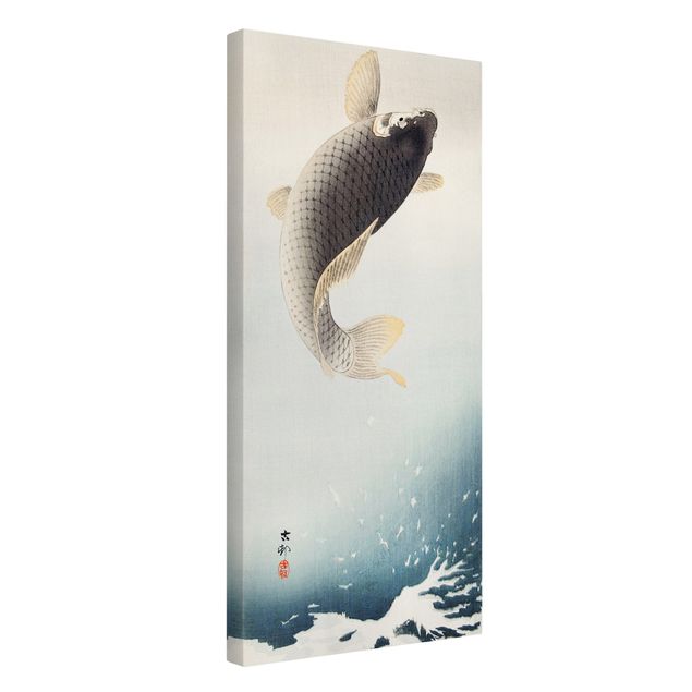 Leinwandbild - Vintage Illustration Asiatische Fische II - Hochformat 2:1