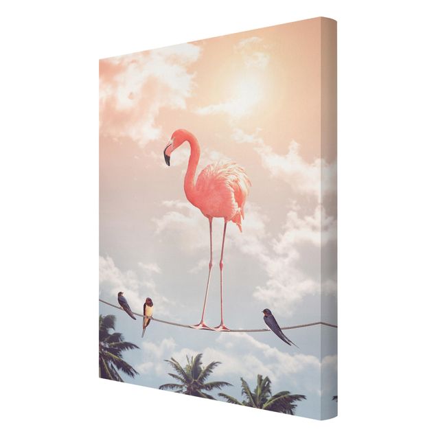 Leinwandbild - Jonas Loose - Himmel mit Flamingo - Hochformat 3:2