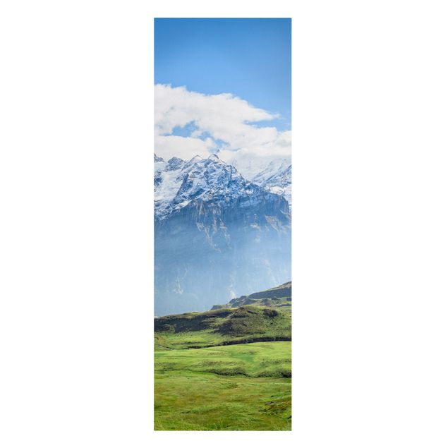 Leinwandbild - Schweizer Alpenpanorama - Panorama Hochformat 1:3