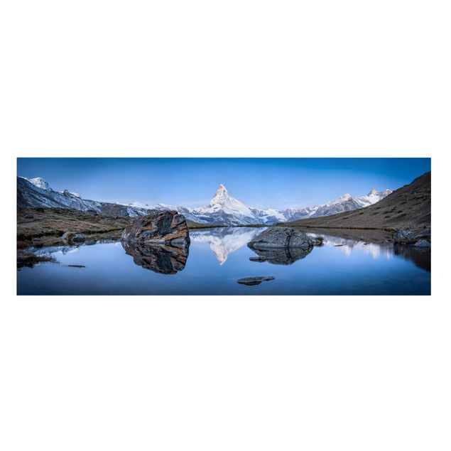 Leinwandbild - Stellisee vor dem Matterhorn - Panorama 3:1