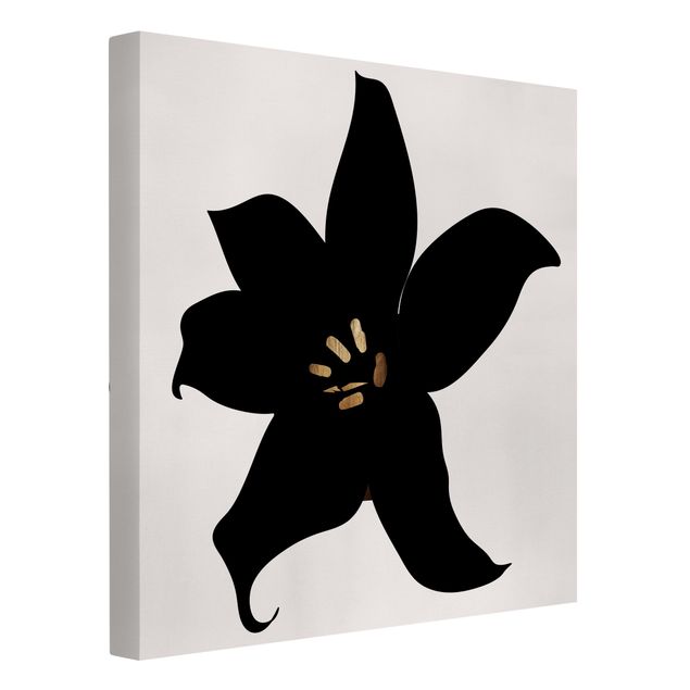 Leinwandbild - Grafische Pflanzenwelt - Orchidee Schwarz und Gold - Quadrat 1:1
