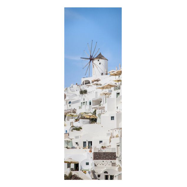 Leinwandbild - Weißes Griechenland - Panorama Hochformat 1:3