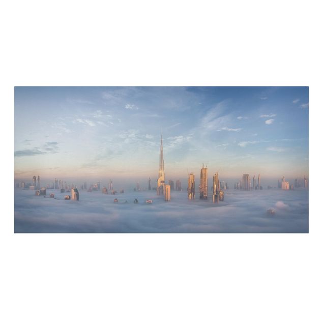 Leinwandbild - Dubai über den Wolken - Querformat 1:2