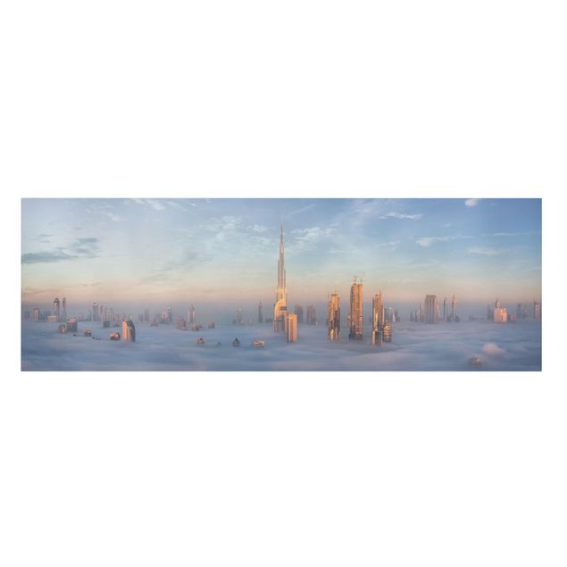 Leinwandbild - Dubai über den Wolken - Panorama 1:3