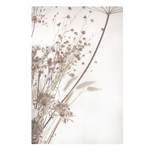 Leinwandbild - Bouquet aus Ziergras und Blüten - Hochformat 2:3