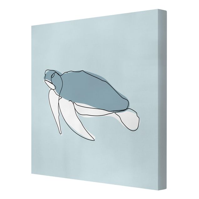Leinwandbild - Schildkröte Line Art - Quadrat 1:1