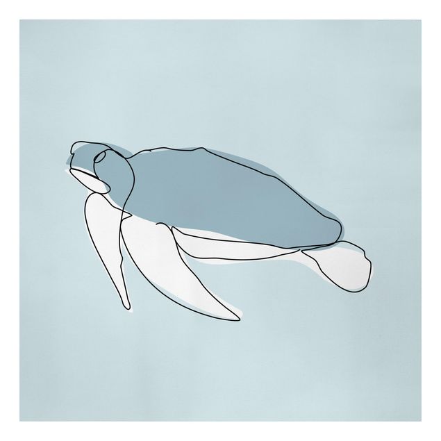 Leinwandbild - Schildkröte Line Art - Quadrat 1:1