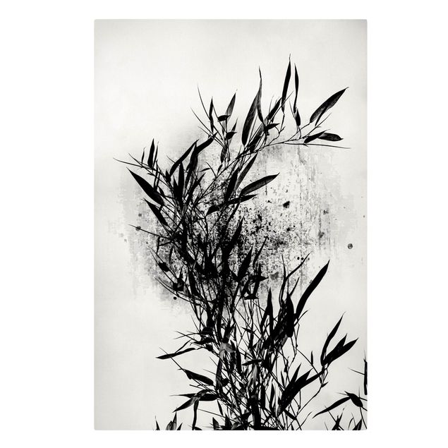 Leinwandbild - Grafische Pflanzenwelt - Schwarzer Bambus - Hochformat 3:2
