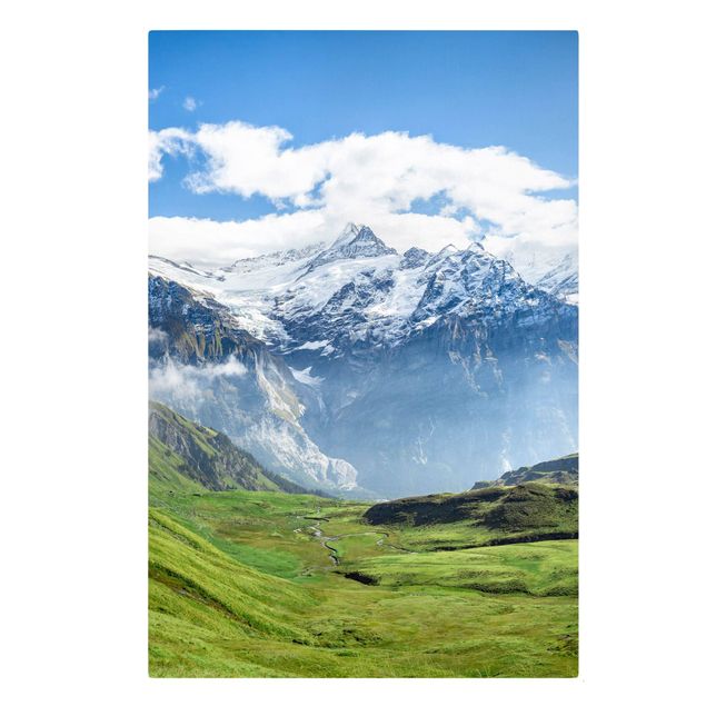 Leinwandbild - Schweizer Alpenpanorama - Hochformat 2:3