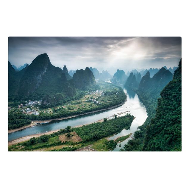 Leinwandbild - Talblick über den Li-Fluss - Querformat 3:2