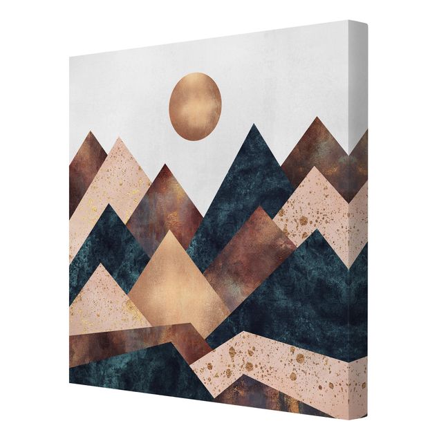 Leinwandbild - Geometrische Berge Bronze - Quadrat 1:1
