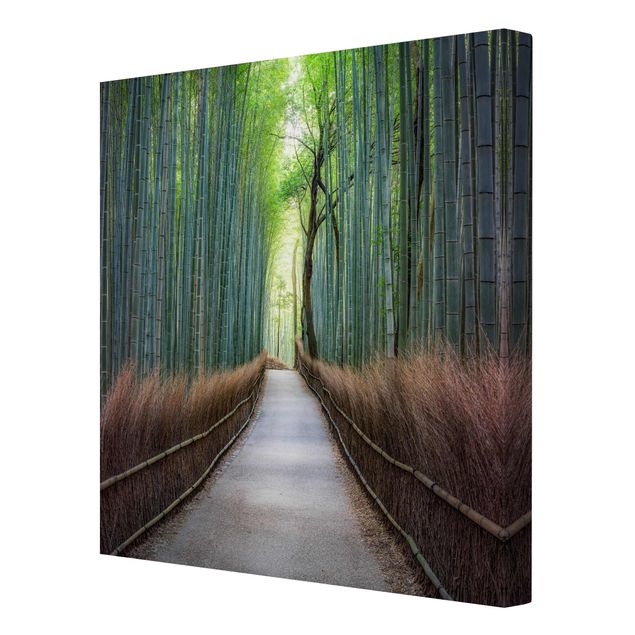Leinwandbild - Der Weg durch den Bambus - Quadrat 1:1