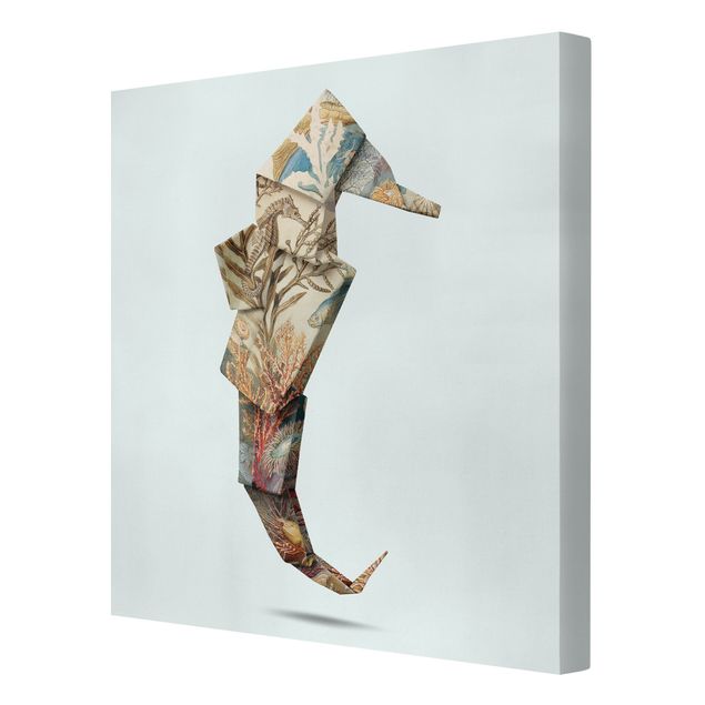 Leinwandbild - Jonas Loose - Origami Seepferdchen - Quadrat 1:1