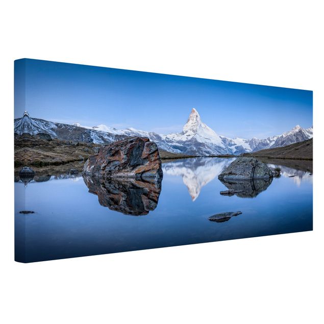 Leinwandbild - Stellisee vor dem Matterhorn - Querformat 2:1