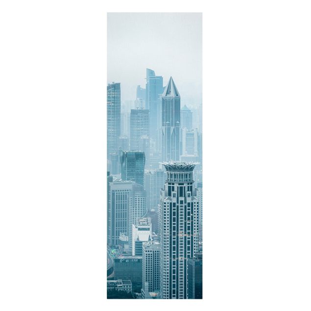Leinwandbild - Kühles Shanghai - Panorama Hochformat 1:3