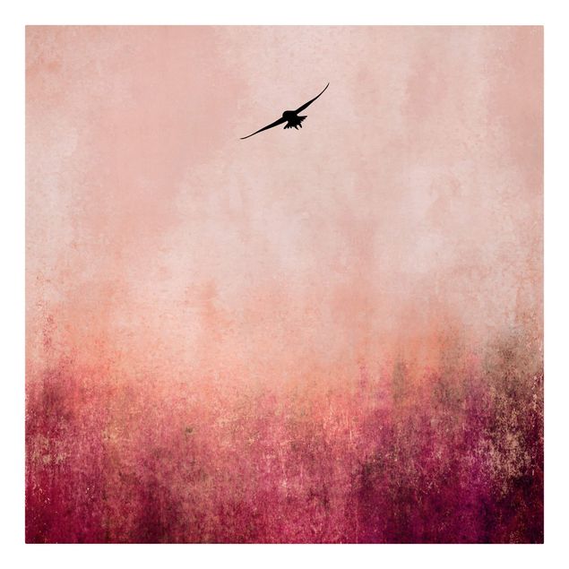 Leinwandbild - Vogel im Sonnenuntergang - Quadrat 1:1