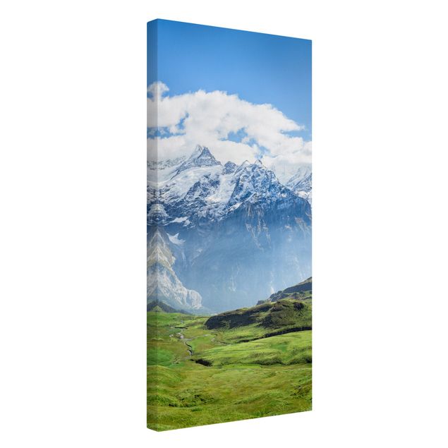 Leinwandbild - Schweizer Alpenpanorama - Hochformat 1:2