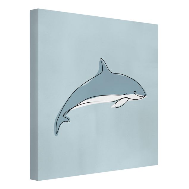 Leinwandbild - Delfin Line Art - Quadrat 1:1