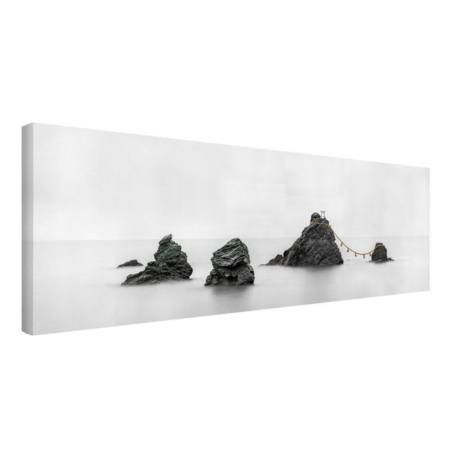 Leinwandbild - Meoto Iwa - die verheirateten Felsen - Panorama 3:1