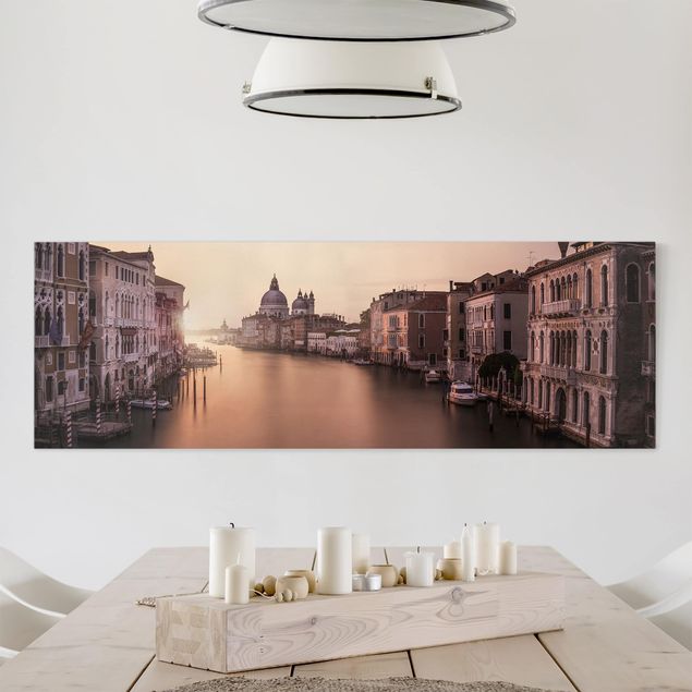 Leinwandbild - Abendstimmung in Venedig - Panorama Quer