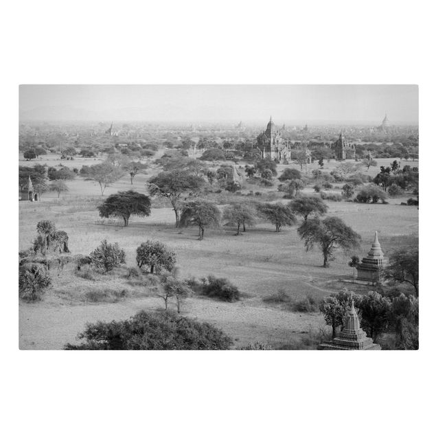 Leinwandbild Schwarz-Weiß - Bagan in Myanmar II - Quer 3:2