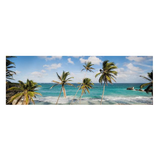 Leinwandbild - Beach of Barbados - Panorama Quer