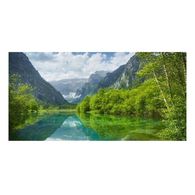 Leinwandbild - Bergsee mit Spiegelung - Quer 2:1