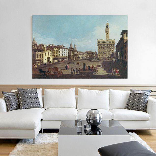 Leinwandbild - Bernardo Bellotto - Die Piazza della Signoria in Florenz - Quer 3:2