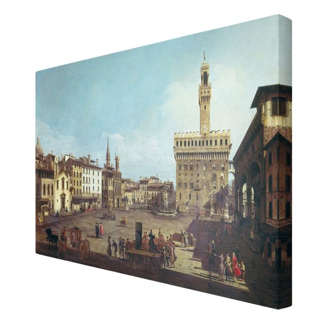 Leinwandbild - Bernardo Bellotto - Die Piazza della Signoria in Florenz - Quer 3:2
