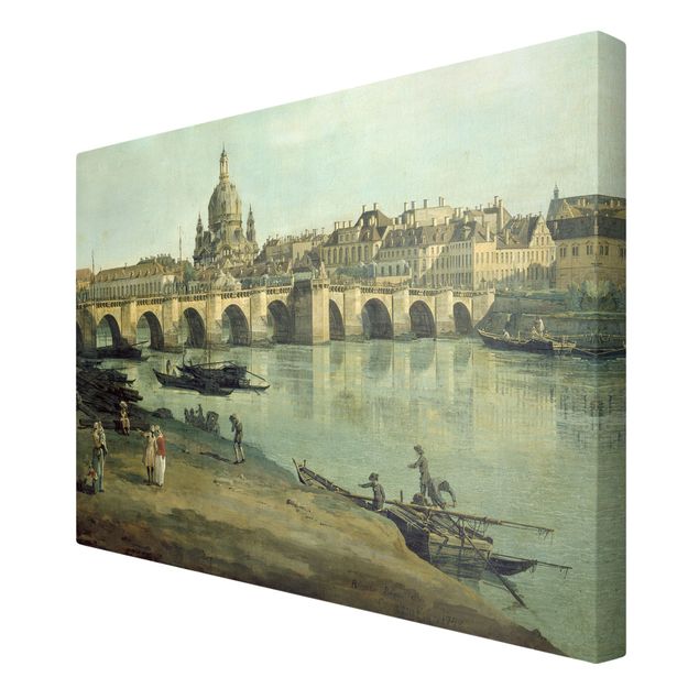 Leinwandbild - Bernardo Bellotto - Dresden vom rechten Elbufer unterhalb der Augustusbrücke - Quer 3:2