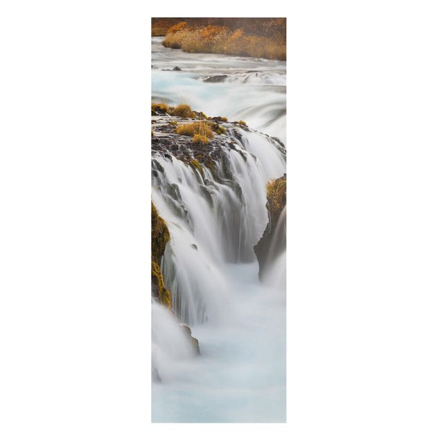 Leinwandbild - Brúarfoss Wasserfall in Island - Panorama Hoch